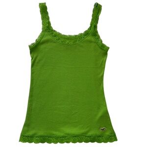 Vintage Y2K Hollister Vibrant Green Lace Cami Tank Top Bella Swan Elena Gilbert